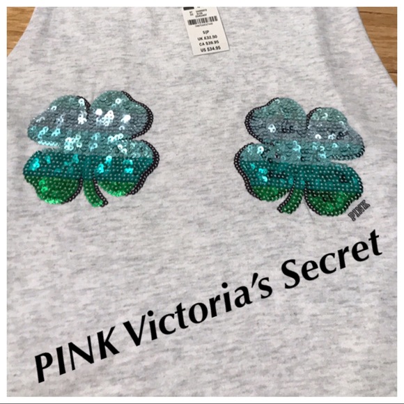 Victoria's Secret Tops - Victoria’s Secret PINK logo Shamrock Top